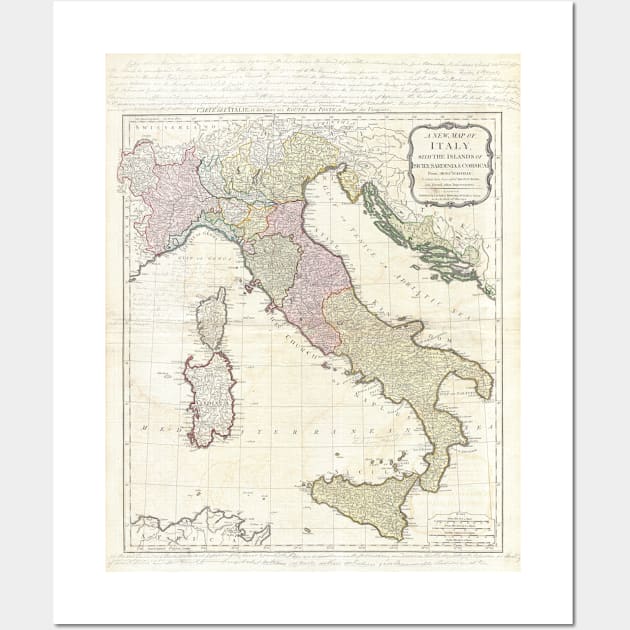 Vintage Map of Italy (1794) Wall Art by Bravuramedia